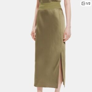Theory Olive Midi Skirt